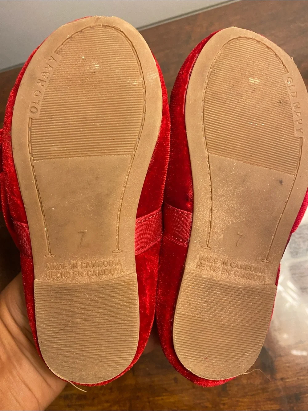 Old Navy Red Velvet Bow Girls' Ballet Flats